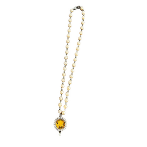 Signed Maximal Art by John Wind Yellow Floral Pendant Necklace
